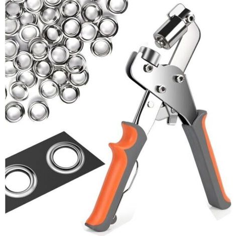 BARKBUSTERS Pince à œillets avec 100 Pièces (Ø intérieur 10 mm) œillet , Pince à Oeillets pour Bâches et Tissus , montage à oeillets métalliques pour bâche de rideau en cuir tis (1/4)
