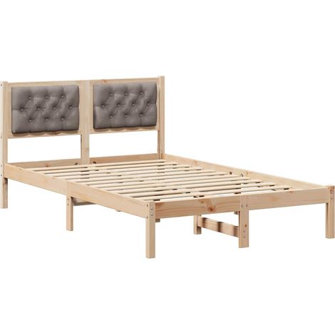 Estructura de cama Taupé 135 x 190 cm Madera de pino macizo vidaXL