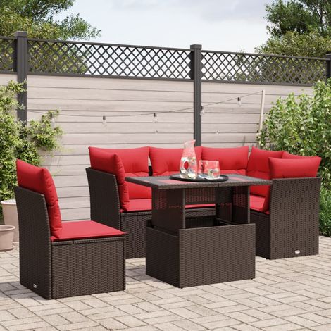 vidaXL Set Divani da Giardino 6 pz con Cuscini Marrone in (1/5)