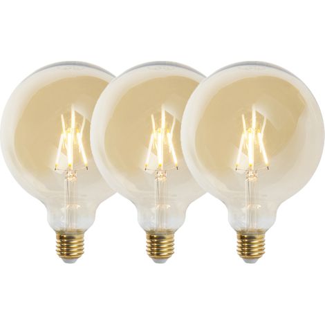 QAZQA Set of 3 E27 Dimmable LED Bulbs G125 Gold 5W 450lm 2200K