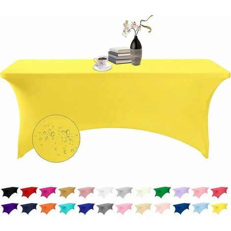 Garden furniture cover, waterproof spandex tablecloth for 1.80 m long tables, for parties, weddings, banquets and events (yellow) (1/5)