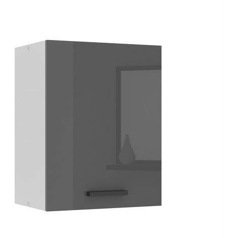 BELINI Meuble Haut Cuisine SG45 I Meubles de Cuisine - Mural, Rangements, 1 Porte I Taille: 29,6 x 45 x 58 cm I Armoire Murale avec Poignée en Métal I Couleur: Argent très Brillant (1/5)
