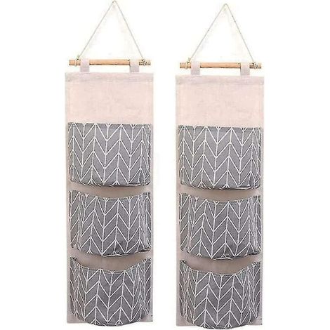 2 packs imperméables à l’eau Sacs de rangement suspendus muraux avec 3 poches (gris) (1/2)