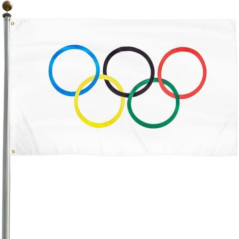 Drapeau olympique, décoration pour les Jeux Olympiques, 150 x 90 cm, drapeau des Jeux Olympiques de 2024, drapeaux des Jeux Olympiques de 2024, (1/5)