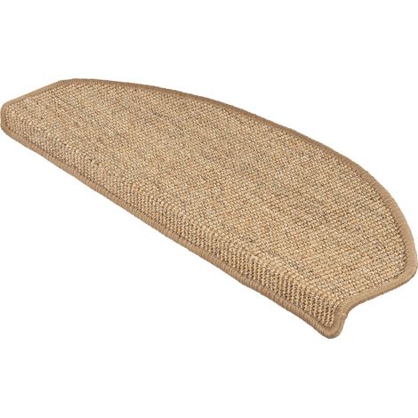 Floordirekt – Tapis d'escalier demi-circulaire en sisal naturel 65 x 23,5 cm – Antidérapant – Installation facile avec bandes adhésives – Design élégant
