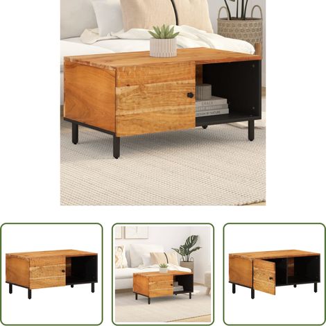 Rangement salon - Table basse 80x50x40 cm bois massif d'acacia (1/5)