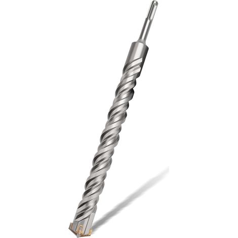 Foret SDS Plus 25 x 310 mm, marteau perforateur avec 4 lames en carbure, foret à béton idéal pour percer la pierre, le béton, la pierre naturelle, les murs en briques (1/5)