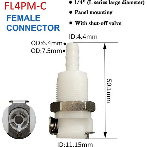 (FL4PM) Raccord rapide pour tuyau d'arrosage, embout cannelé mâle/femelle, vanne, connecteur de tube 1/4, 5/16, 3/8 (1/5)
