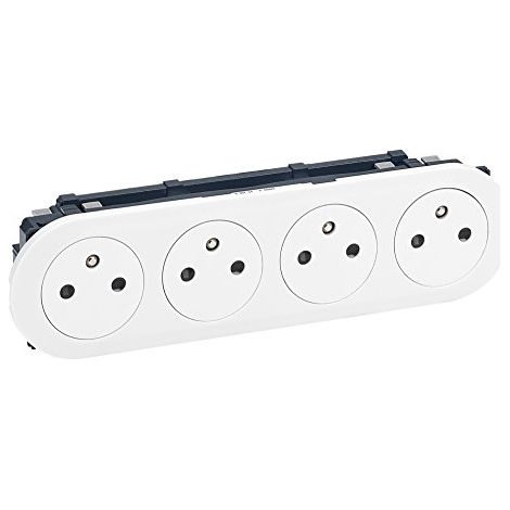 Legrand – Enjoliveur blanc Céliane 4 x 2P+T – Prise quadruple pré-câblée compacte – Compatible mécanisme 0 671 28 – LEG068114 (1/5)