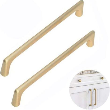 Lot de 2 poignées de tiroir de cuisine en laiton brossé, style moderne, entraxe 160 mm (1/4)