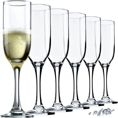 Calici da champagne, capacità 210 ml, set da 6, lavabili in lavastoviglie, antigraffio, certificati FCM. (1/5)