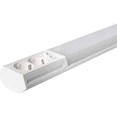 Réglette LED 9W 900Lm blanc – 60 cm – 2 prises intégrées – Éclairage puissant pour chantier et garage – Ateliers 28