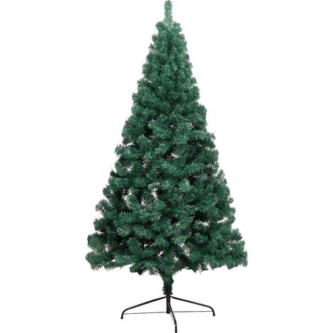 Albero di Natale  Albero natalizio  Albero festivo a Metà Preilluminato con Palline Verde 150 cm (1/5)