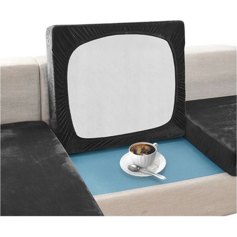 Housse De Canapé - Velours - Noir - Hauteur 50 À 65 Cm - Pour Canapé 2 Ou 3 Places - 1 Pièce (1/5)