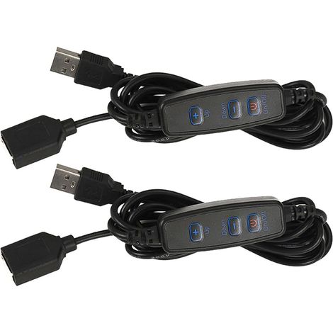 Lot de 2 variateurs d'intensité pour Bande Lumineuse USB,2 m, contrôleur de variateur à 10 Positions, rallonges USB DC 5 V