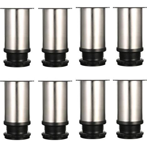 Piedini regolabili per mobili, set da 8, in metallo cromato, altezza regolabile da 80 a 95 mm, design moderno e stabile. (1/5)