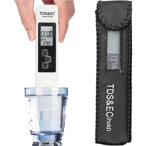 Testeur numérique LCD pour la qualité de l'eau - Mesureur TDS EC et Température 3 en 1, précision de lecture +/- 2%, 0-9990 PPM, pour eau potable/piscine/aquarium/spa (1/5)