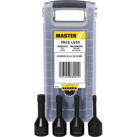 Coffret de 4 trépans diamants Master Carrelage M14 - diamètre 6/8/10/12 mm