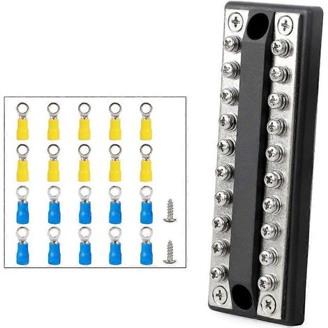 20-polige positive und negative Verteilerschiene, 100A 48V Leistungseinheit für Batterie, Hochleistungs-Elektroverteiler für 12V-48V Systeme, Hochstrom-Klemmenblock.