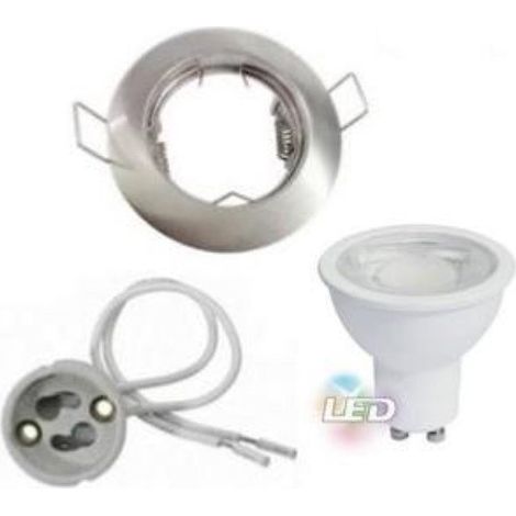 Kit Spot LED GU10 encastrable avec Ampoule LED 8W - Blanc Froid 6000K - 8000K - SILAMP (1/2)