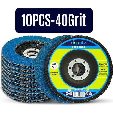 Dapetz ® Flap Discs 115mm Grinding Discs 40 Grit Grinding Discs Zirconium Sanding Discs for 4.5" Angle Grinder to Sanding Grinding Metal Wood and Stainless Steel-10Pcs (1/5)