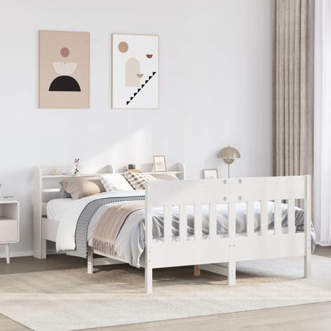 vidaXL Letto senza Materasso Bianco 120x200 cm Legno Massello di Pino (1/5)