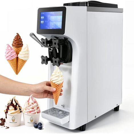 10 L/h Trémie 4 L Machine à Crème Glacée Commerciale 900W pour Glace Molle et Sundae Écran Tactile Inox (1/5)