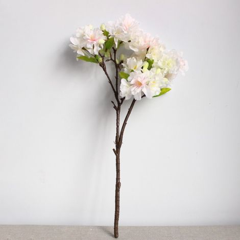 (6 pièces par paquet) (plié) Guirlande lumineuse blanche à 2 branches en forme de lune de pin et de fleur de cerisier / Tissu de soie, fil de fer / 50 cm / (4073,70) (1/5)