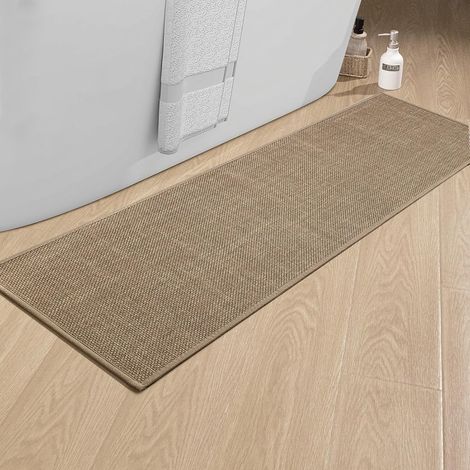 1 Tapis de bain, antidérapant, lin synthétique, absorbant, salle de bain (1/5)