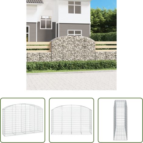 Schalldämmung - Gabione mit Hochbogen 200x50x120/140 cm Verzinktes Eisen (1/5)