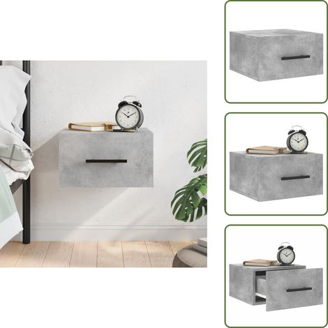 The Living Store Mesita de noche de pared color gris hormigón 35x35x20 cm - Mesita de pared