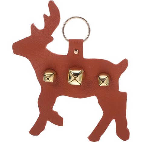 de porte de Noël Tofficu en cuir PU avec clochette renne (1/5)