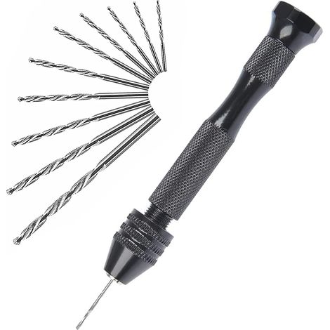 11 Pcs Perceuses à Main Hélicoïdales, Mini Perceuses à Main Professionnelles, Utilisées pour le Perçage de Bricolage, La Fabrication de Modèles, Perceuse à Main en Spirale Métallique (0,8-3,0 mm) (1/5)