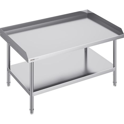 Table de Travail en Acier Inoxydable 76,2x121,9x66 cm, Table de Préparation des Aliments avec Dosseret à 3 Côtés, Hauteur Réglable, Meuble de Rangement, pour Cuisine Restaurant Bar Hôtel Maison (1/5)