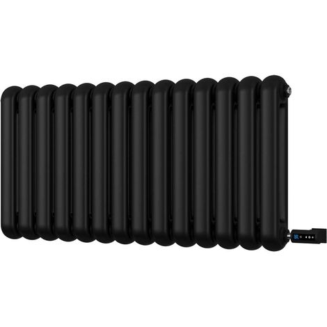 Sherwood - Black Round Top Column Electric Radiator H500mm x W993mm 2 Column 900w Thermostatic WIFI