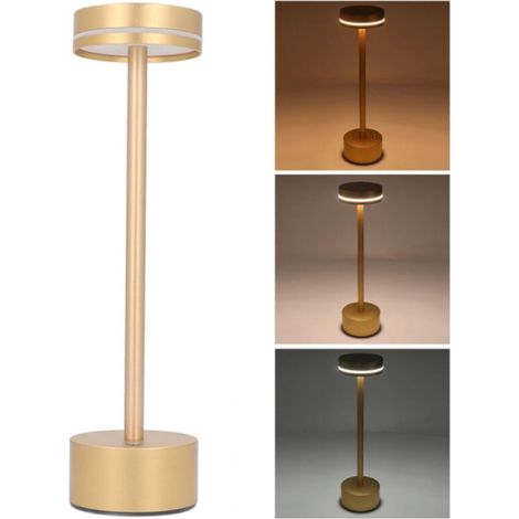 Lampe de Table sans Fil 1800 MAh à Piles 3 Couleurs à intensité Variable, Lampe de Bureau LED Rechargeable avec Contrôle Tactile pour la Maison, la Chambre à Coucher, le Bureau,