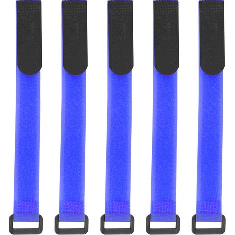 5 Pièces Ruban de Fixation pour Guidon de Vélo 19cm - Sangle Adhésive Nylon Bleu avec Boucle Accroche (1/5)