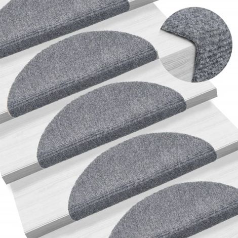 Felpudos autoadhesivos para escaleras, 5 unidades, gris claro, semicirculares, 56 x 17 x 3 cm vidaXL (1/5)