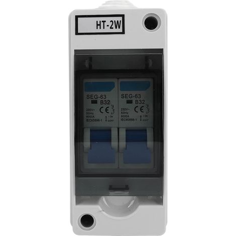 Boîte de distribution extérieure étanche SEG-63 à 2 voies avec disjoncteur de type B et poignée bleue, modèle B : B32+B32 (1/5)