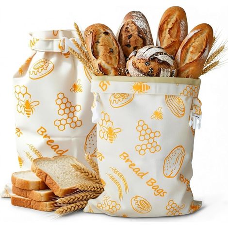 2 Stück Bienenwachs Brotbeutel Leinen Baumwollbeutel Orange 43 33cm (1/5)