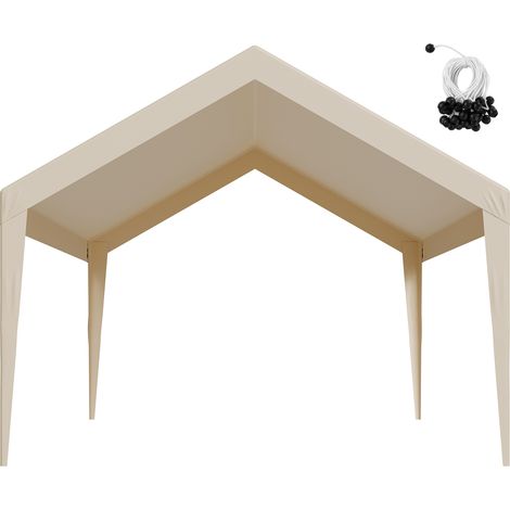 Mophorn Tettoia per Posto Auto Coperto, Copertura Superiore per Tenda da Garage 6,09 x 3,65 x 3,05 m, Impermeabile e Resistente ai Raggi UV, Struttura con Passeggini a Sfera, Telaio non Incluso, Beige