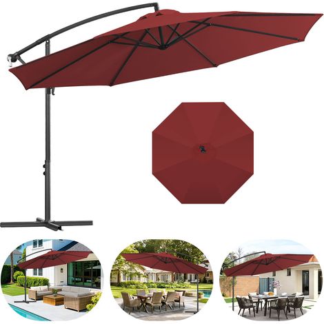 Jiubiaz Sonnenschirm 3.5m Rot – Großer Terrassenschirm für Gartenfeste & Grillabende