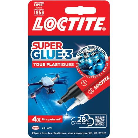 Super Glue-3 Tous Plastiques, Colle forte Stylo 2g + Activateur 4ml (1/5)