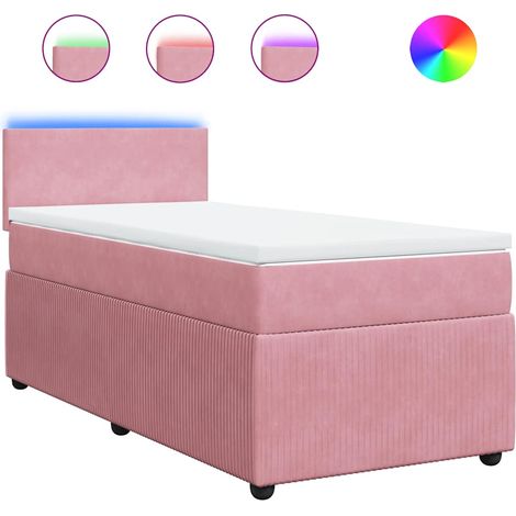 Maison Exclusive - Cama box spring con colchón terciopelo rosa 10