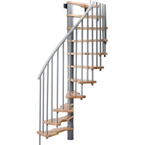 Minka Spindeltreppe Metallica Smart 38 - 305,5cm Geschosshöhe Buche Grau