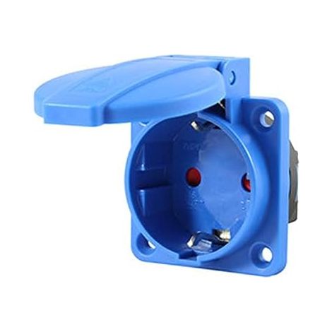 1 Prise encastrable industrielle Schuko 16A IP44 étanche PVC bleu pour équipement électrique
