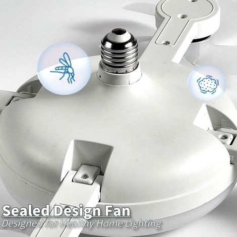 Ventilador de techo con lámpara, 4 cabezales, Control remoto, Regulable, 3 temperaturas de color, 3 velocidades de viento, cocina y garaje (1/5)