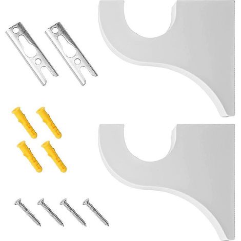 Lot de 2 supports de tringle à rideaux en bois blanc, supports de tringle à rideaux multifonctionnels pour suspendre les rideaux (1/5)