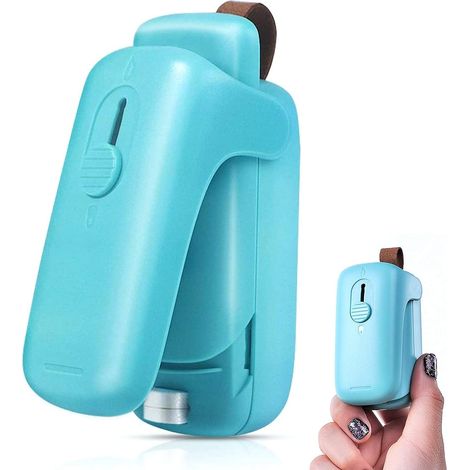 Mini scelleuse de sacs, scelleuse de sacs thermique portable, scelleuse et coupe-sacs 2 en 1 avec aimant, scelleuse sous vide pour sacs plastiques, conserve la fraîcheur des snacks et céréales. (1/5)