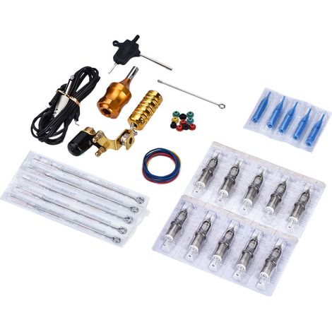 Kit tatouage professionnel machine puissante moteur gun manche aiguilles cartouches set maquillage outil (1/5)